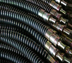 Steel wire braided hose assembly.